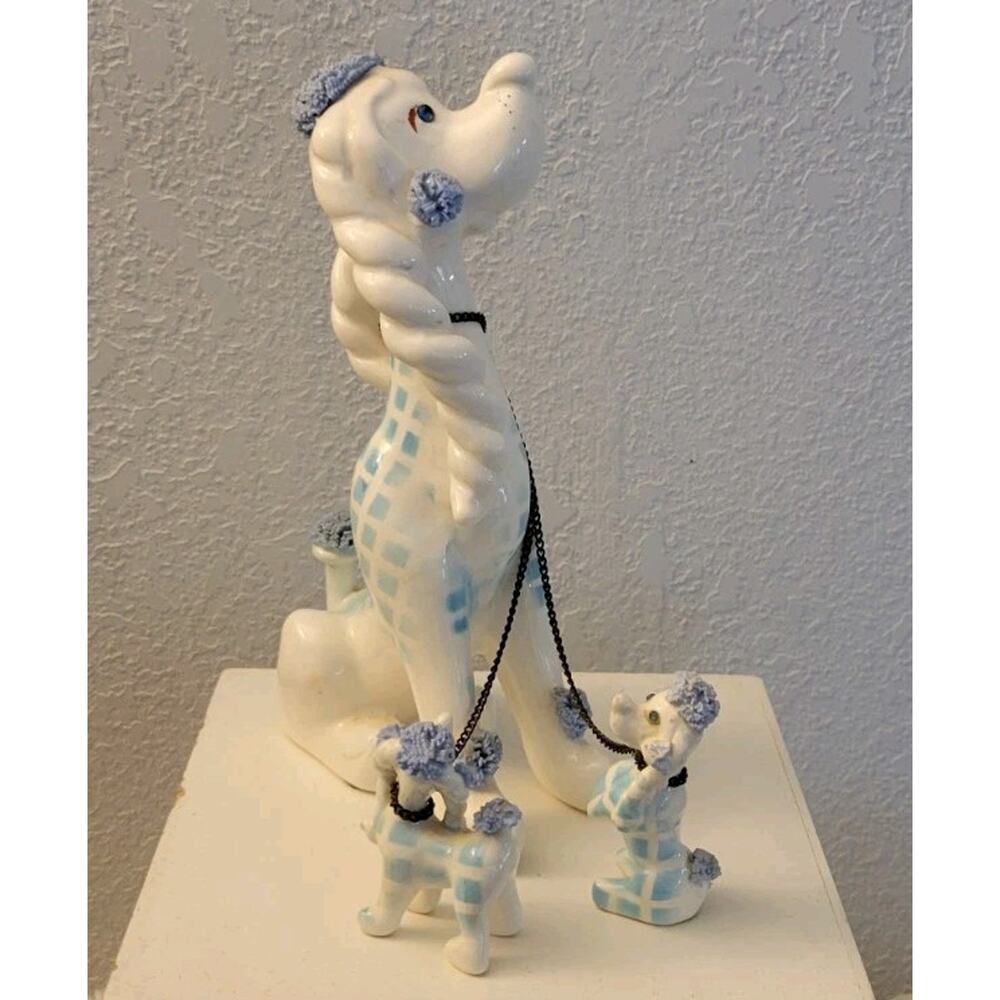 Vtg. 50s Kreiss & Company Poodle w/Puppies on Chain Leash Made in Japan - Picture 4 of 16